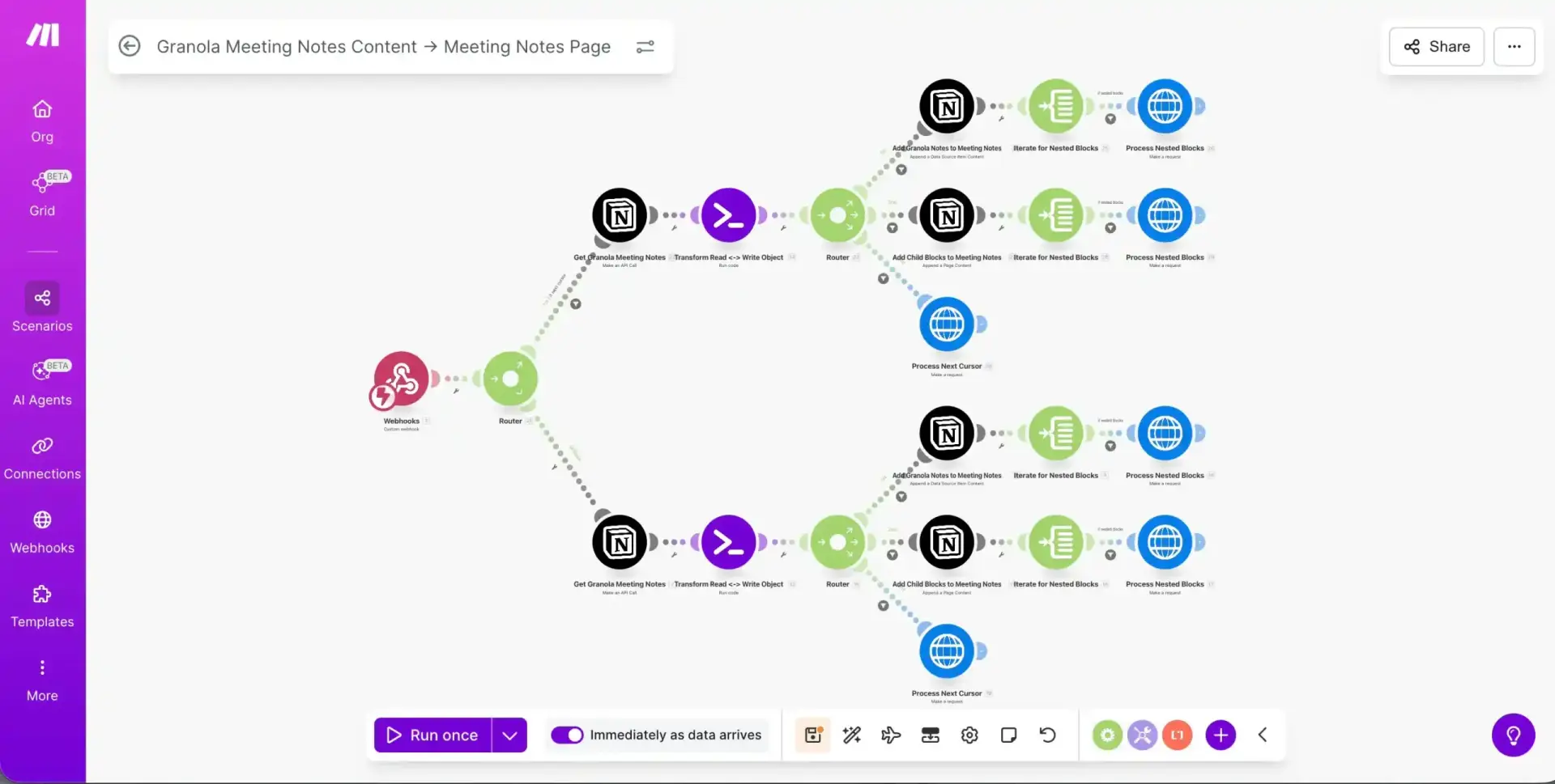 Granola AI Meeting Notes and Notion integration for Lynx Educate